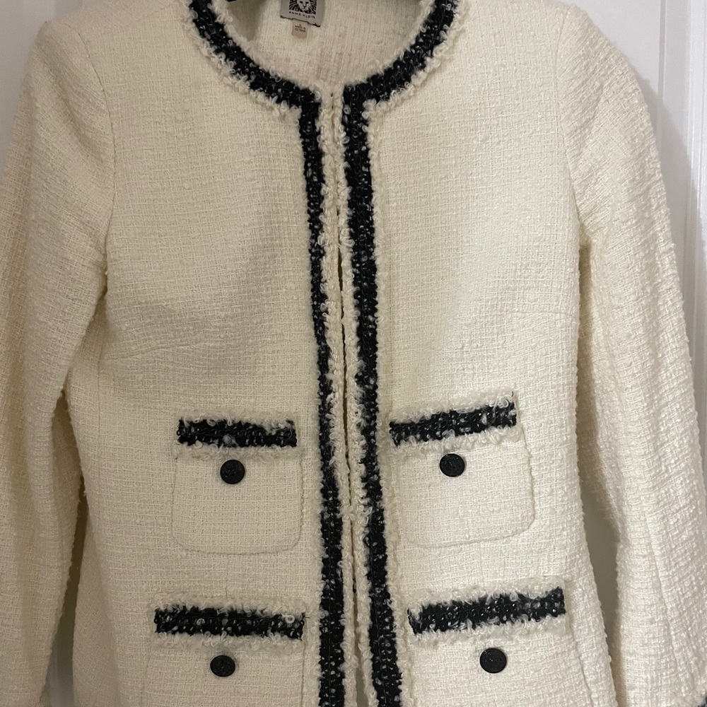 COPY - Anne Klein Colorless Contrast Tweed Jacket